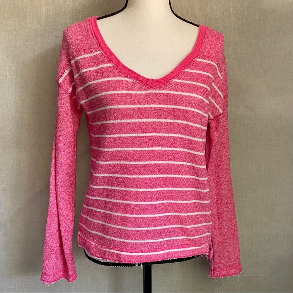 Aeropostale Pink Striped Med Long Sleeve Shirt